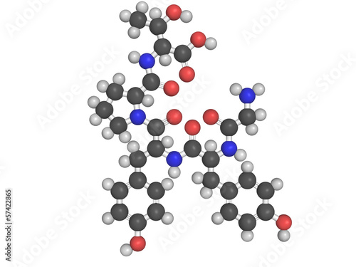 Illustration: Chemical structure of Gluten exorphin A5 molecule Chemical structure of Gluten exorphin A5 molecule