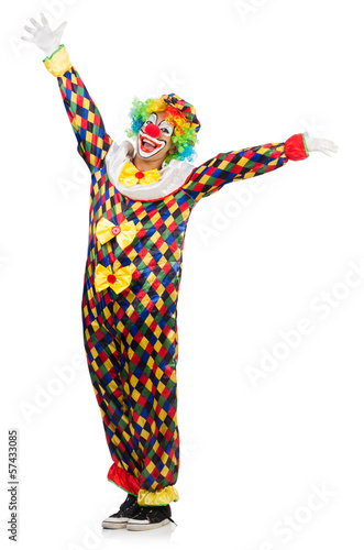 Photo: Funny clown isolated on white Funny clown isolated on white