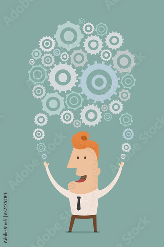 Vector: Businessman holding a planet of gears , eps10 vector format Businessman holding a planet of gears , eps10 vector format