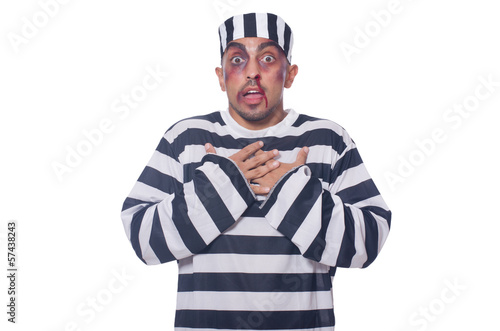 Photo: Prisoner with bad bruises on white Prisoner with bad bruises on white