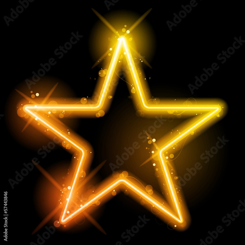 Vector: Glowing Neon Yellow Orange Star Glowing Neon Yellow Orange Star