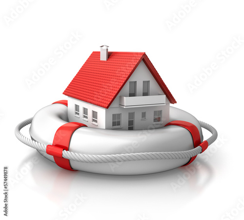Illustration: Haus mit Rettungsring Haus mit Rettungsring