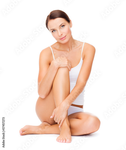 Photo: beautiful woman in white cotton underwear beautiful woman in white cotton underwear