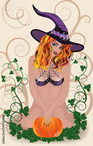 Vector: Sexy Halloween Witch card, vector illustration Sexy Halloween Witch card, vector illustration