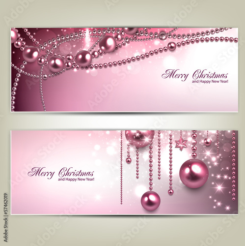 Vector: Set of Elegant Christmas banners with baubles and stars. Vector Set of Elegant Christmas banners with baubles and stars. Vector