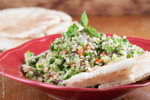 Photo: Tabbouleh with pita bread Tabbouleh with pita bread
