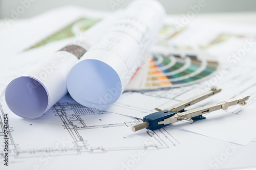 Photo: Blueprints And Compass Blueprints And Compass