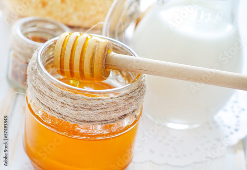 Photo: honey,bread and milk honey,bread and milk