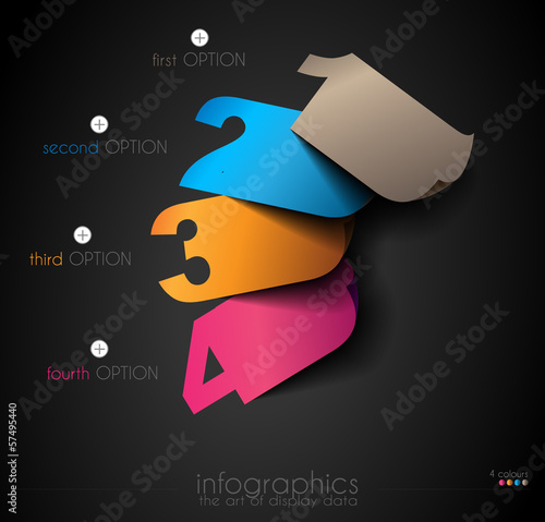 Vector: Infographic templated with paper numbers Infographic templated with paper numbers