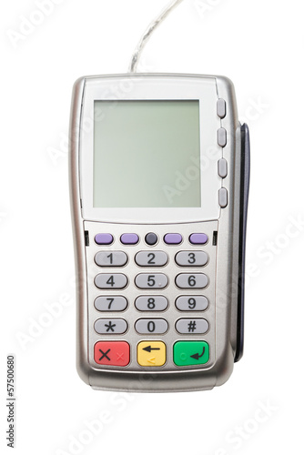Photo: Modern bank terminal on the white Modern bank terminal on the white
