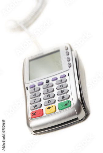 Photo: Modern bank terminal on the white Modern bank terminal on the white