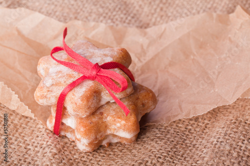 Photo: cinnamon christmas star cookies with red ribbon cinnamon christmas star cookies with red ribbon