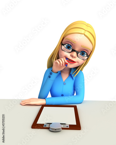 Illustration: Young girl with notepad Young girl with notepad