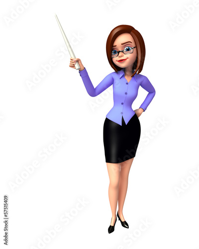 Illustration: Young girl pointing to blank Young girl pointing to blank