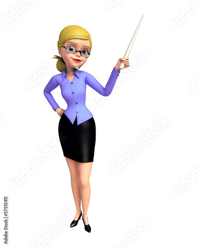 Illustration: Young girl pointing to blank Young girl pointing to blank