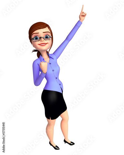 Illustration: Young girl pointing to blank Young girl pointing to blank