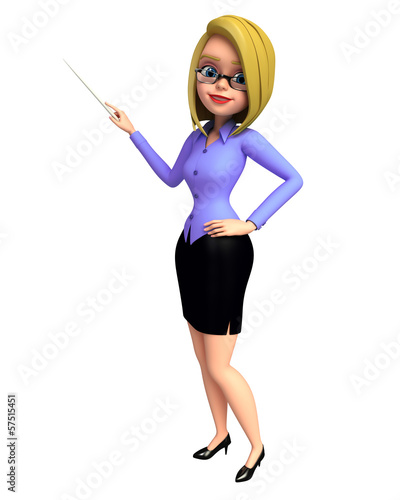 Illustration: Young girl pointing to blank Young girl pointing to blank