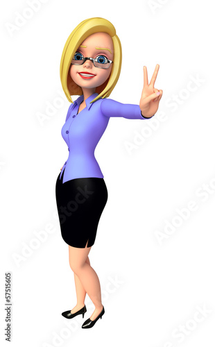 Illustration: Young girl with victory sign Young girl with victory sign