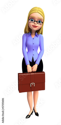 Illustration: Office girl with bag Office girl with bag