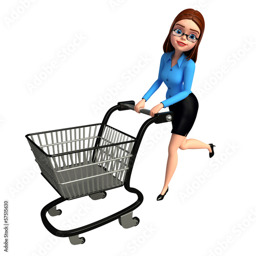 Illustration: Young girl with trolley Young girl with trolley