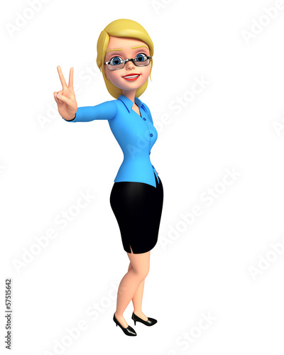 Illustration: Young girl with victory sign Young girl with victory sign