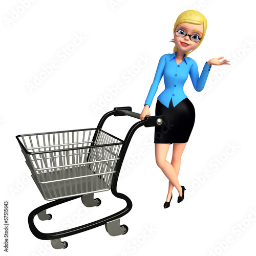Illustration: Young girl with trolley Young girl with trolley