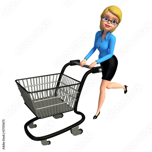 Illustration: Young girl with trolley Young girl with trolley