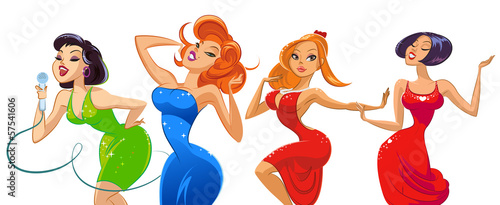 Vector: Dancing women on isolated backround Dancing women on isolated backround