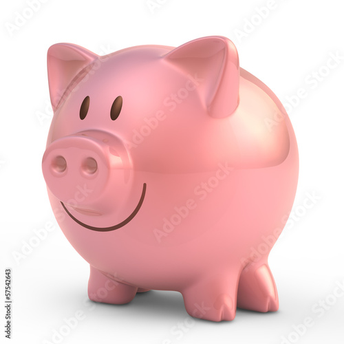 Illustration: Piggy bank with smiling face. Piggy bank with smiling face.