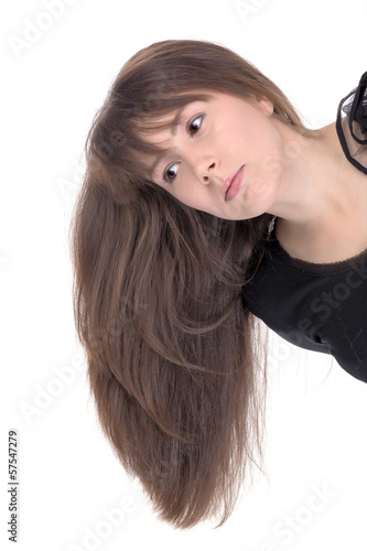 Photo: Attractive young woman with long brunette hair Attractive young woman with long brunette hair