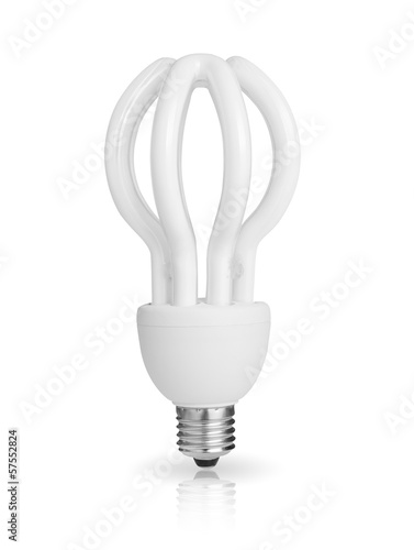 Photo: Energy saving light bulb isolated on white background Energy saving light bulb isolated on white background