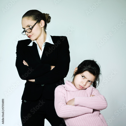 Photo: woman child conflict dipute problems woman child conflict dipute problems