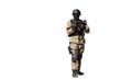 Special Forces soldier, with assault rifle, isolated on white Special Forces soldier, with assault rifle, isolated on white