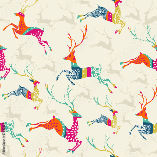  Merry Christmas reindeer seamless pattern vector file.