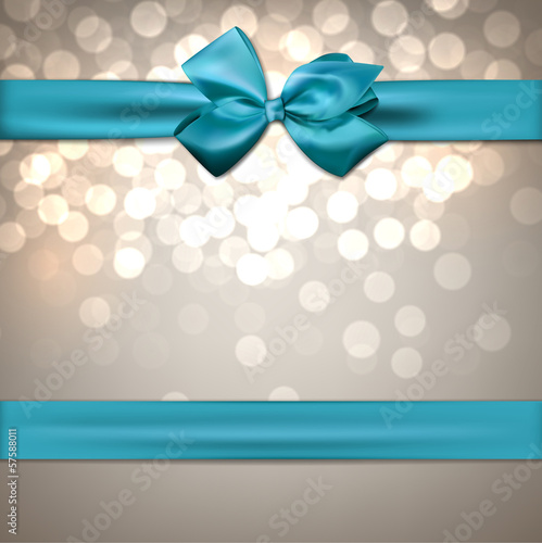 Vector: Greeting card with blue bow. Greeting card with blue bow.