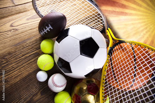 Photo: Assorted sports equipment Assorted sports equipment