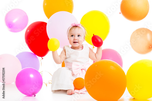 Photo: kid girl with balloons kid girl with balloons