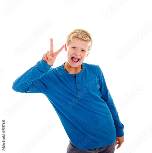 Photo: Teenager zeigt "V" Teenager zeigt "V"