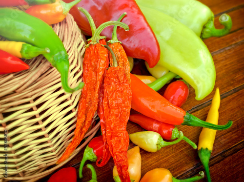 Photo: Dried and fresh peppers (multicolored peppers) Dried and fresh peppers (multicolored peppers)