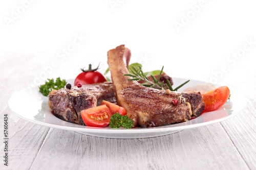 Photo: grilled lamb chop and vegetables grilled lamb chop and vegetables