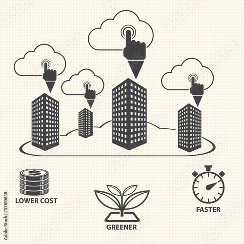 Vector: Finger pointing to The cloud. Cloud computing concept. Vector Finger pointing to The cloud. Cloud computing concept. Vector