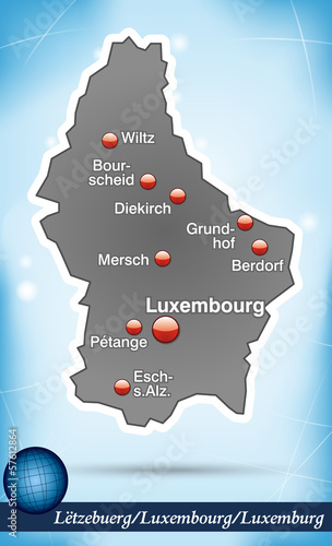 Vector: Inselkarte von Luxemburg Abstrakter Hintergrund in Blau Inselkarte von Luxemburg Abstrakter Hintergrund in Blau