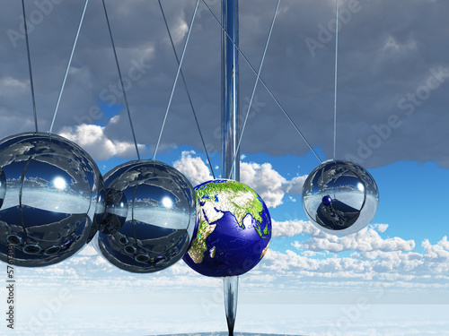 Illustration: Newtons Cradle Earth Newtons Cradle Earth