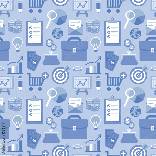 Vector: Vector flat seamless pattern with business icons Vector flat seamless pattern with business icons