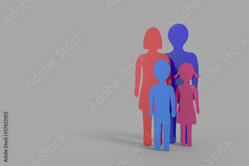 Illustration: Die Familie - Blau Rot Die Familie - Blau Rot