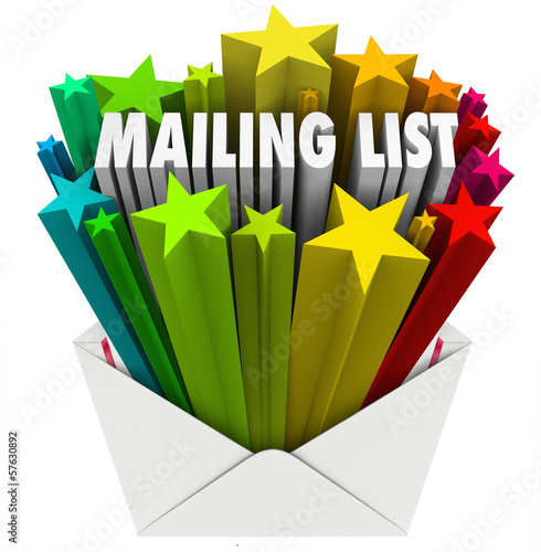 Illustration: Mailing List Words in Star Envelope Mailing List Words in Star Envelope