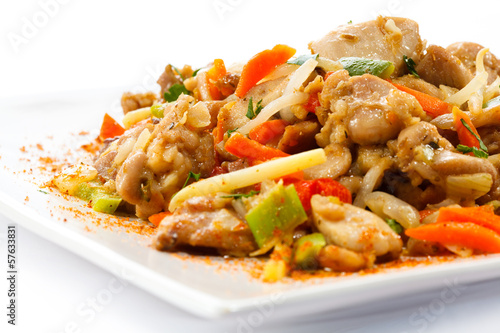 Photo: Asian food - chicken with vegetables Asian food - chicken with vegetables