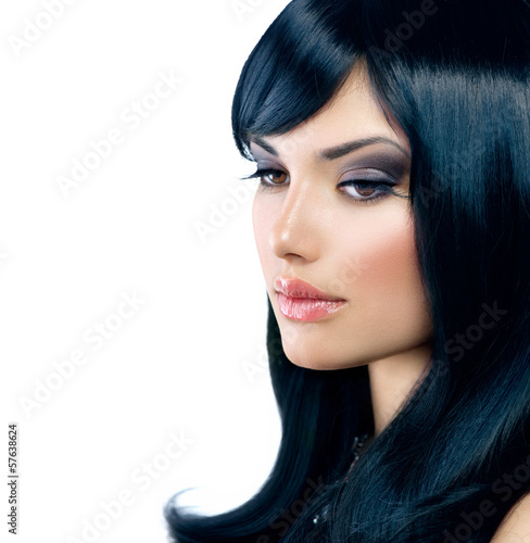 Photo: Beautiful Brunette Girl. Healthy Long Black Hair Beautiful Brunette Girl. Healthy Long Black Hair