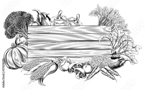Vector: Vintage retro woodcut vegetable sign Vintage retro woodcut vegetable sign