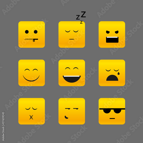 Vector: Collection of different square emotion faces Collection of different square emotion faces
